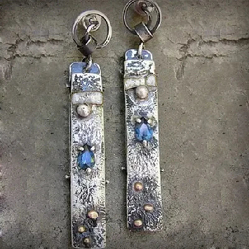 Handcrafted Blue Stone Earrings