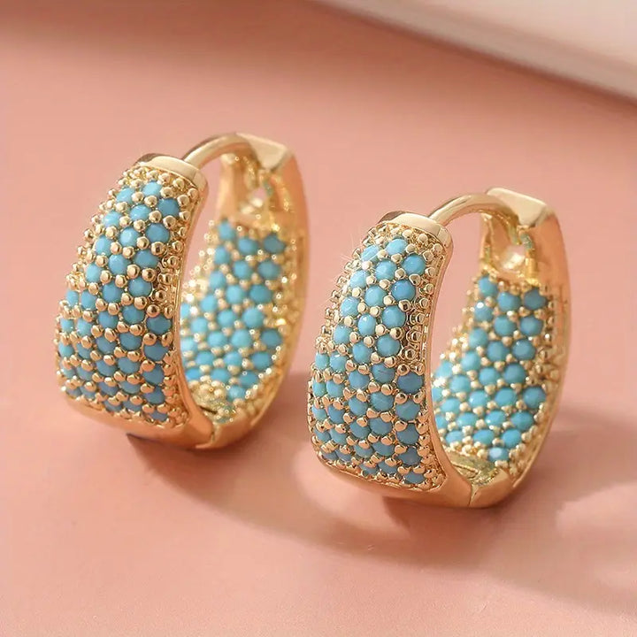 Turquoise Gold Hoop Earrings