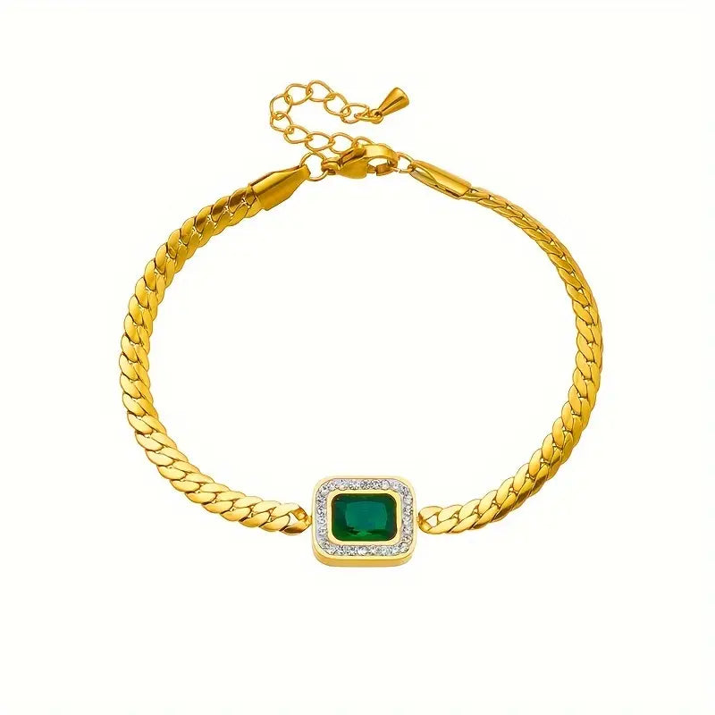 Elegant Emerald Charm Bracelet