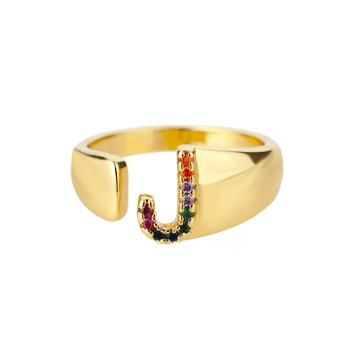 Adjustable Personalized Gold Letter Ring