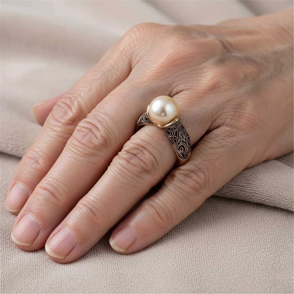 Vintage Gold Pearl Ring