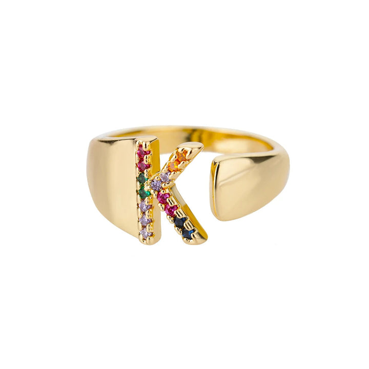 Adjustable Custom Letter Gold Ring