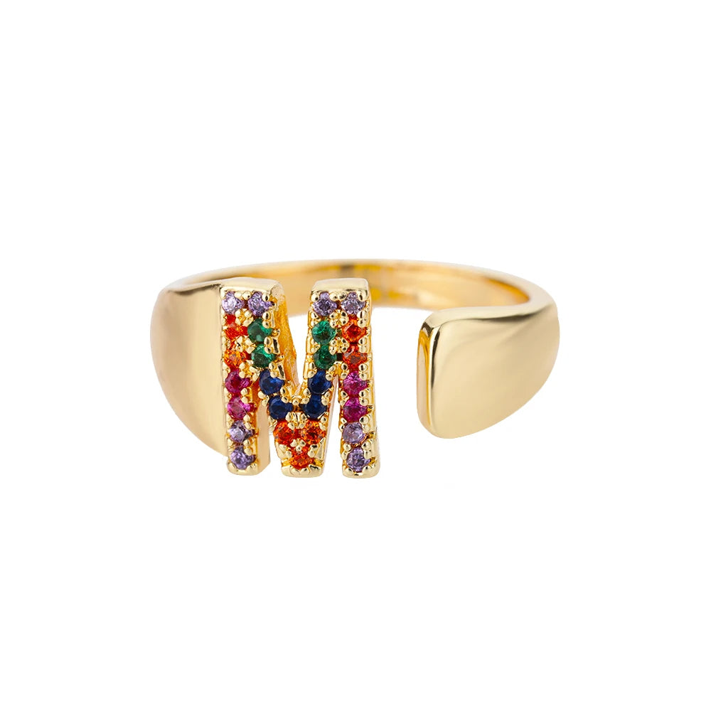 Adjustable Custom Letter Gold Ring