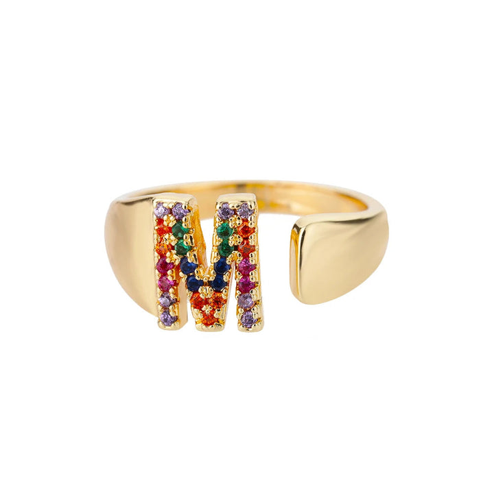 Adjustable Personalized Gold Letter Ring
