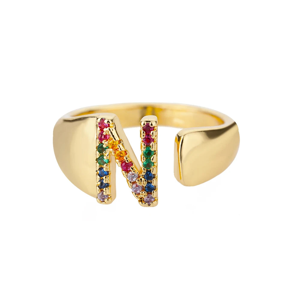 Adjustable Custom Letter Gold Ring