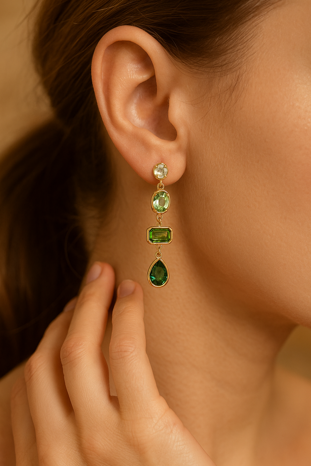 Kona Green Stone Drop Earrings