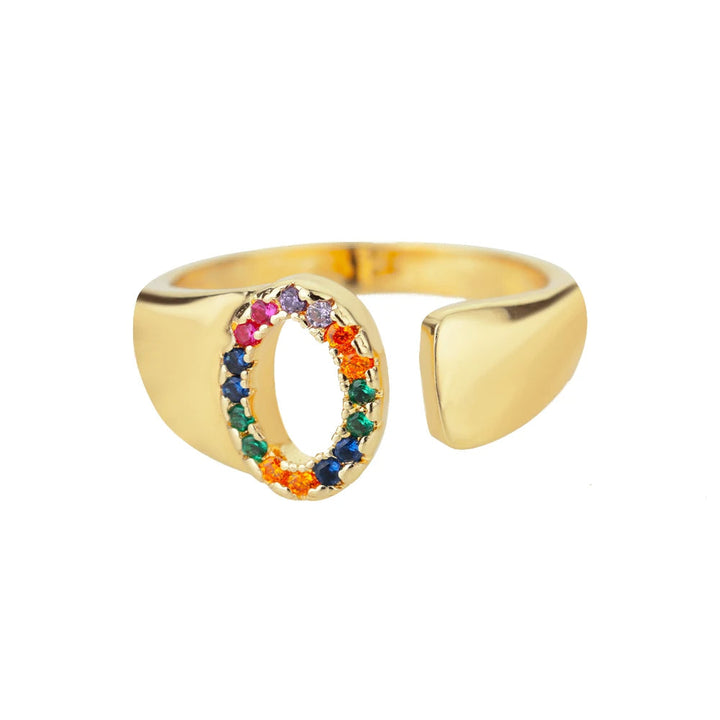 Adjustable Personalized Gold Letter Ring