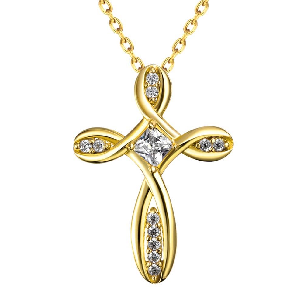 Zircon-Embellished Tied Cross Collar