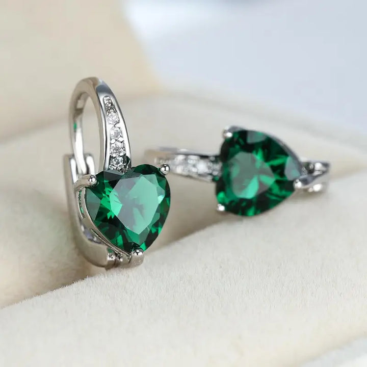 Celestial Green Heart Earrings