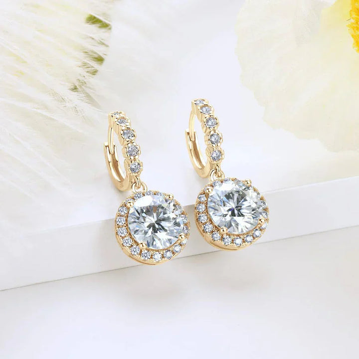 Moissanite Round Drop Earrings