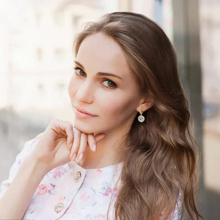 Moissanite Round Drop Earrings