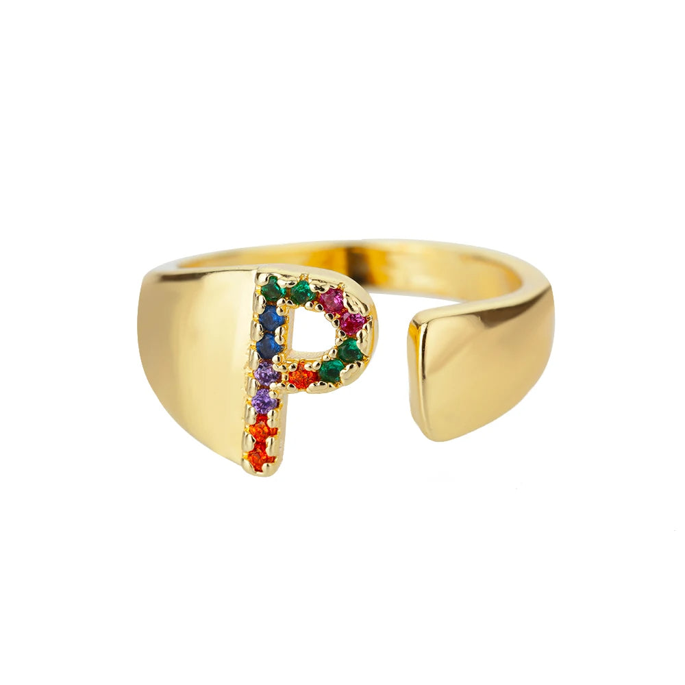 Adjustable Custom Letter Gold Ring