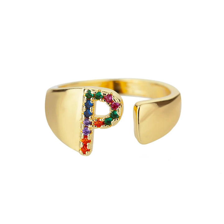 Adjustable Custom Letter Gold Ring