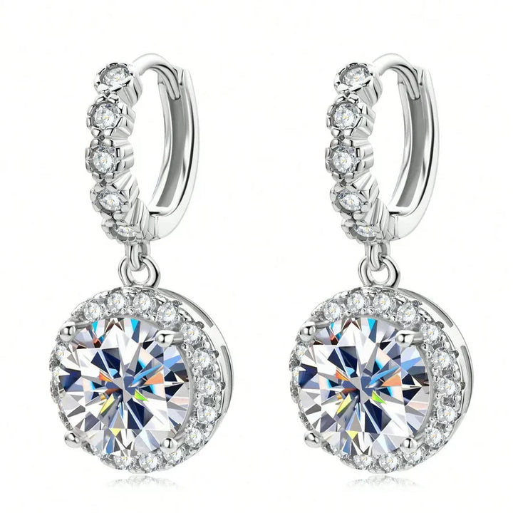 Moissanite Round Drop Earrings