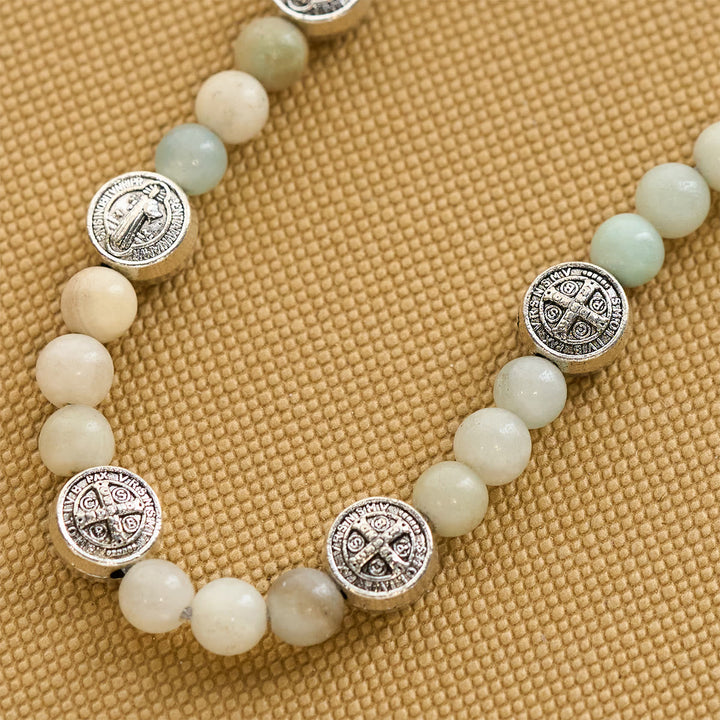 San Benito Blessing Anklet with Natural Stone Beads – Available in Two Colors