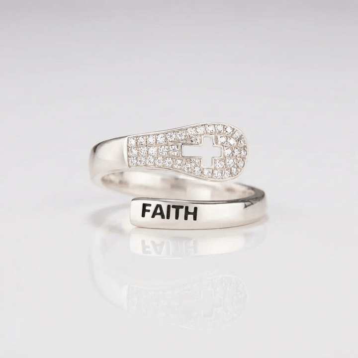 Silver Zirconium Cross Faith Ring