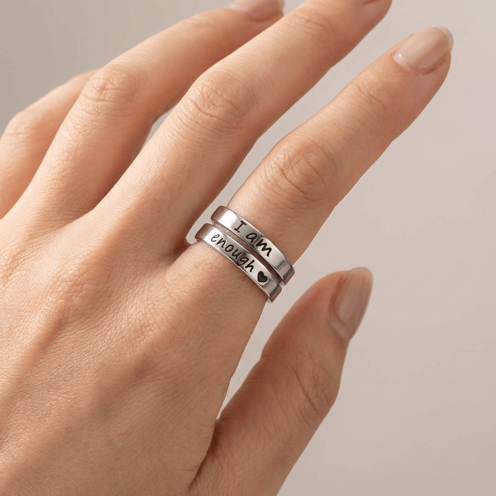 Adjustable 'I Am Enough' Ring