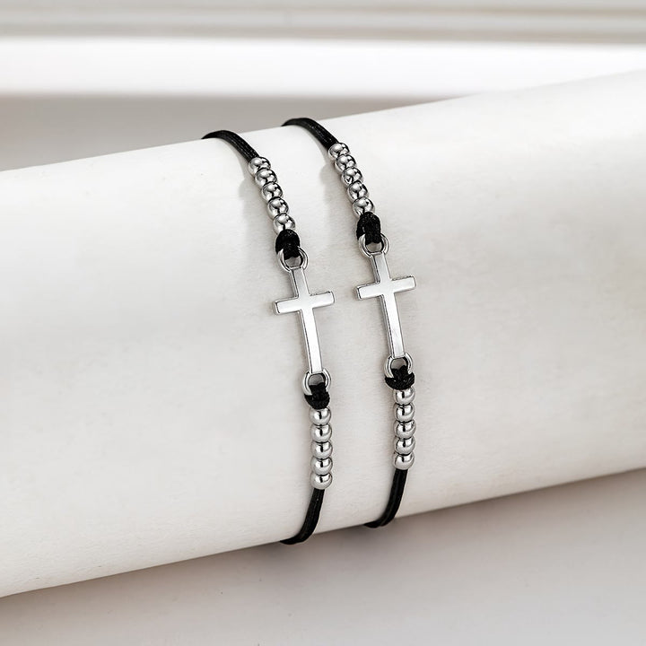 Faith & Love Woven Cross Bead Bracelet