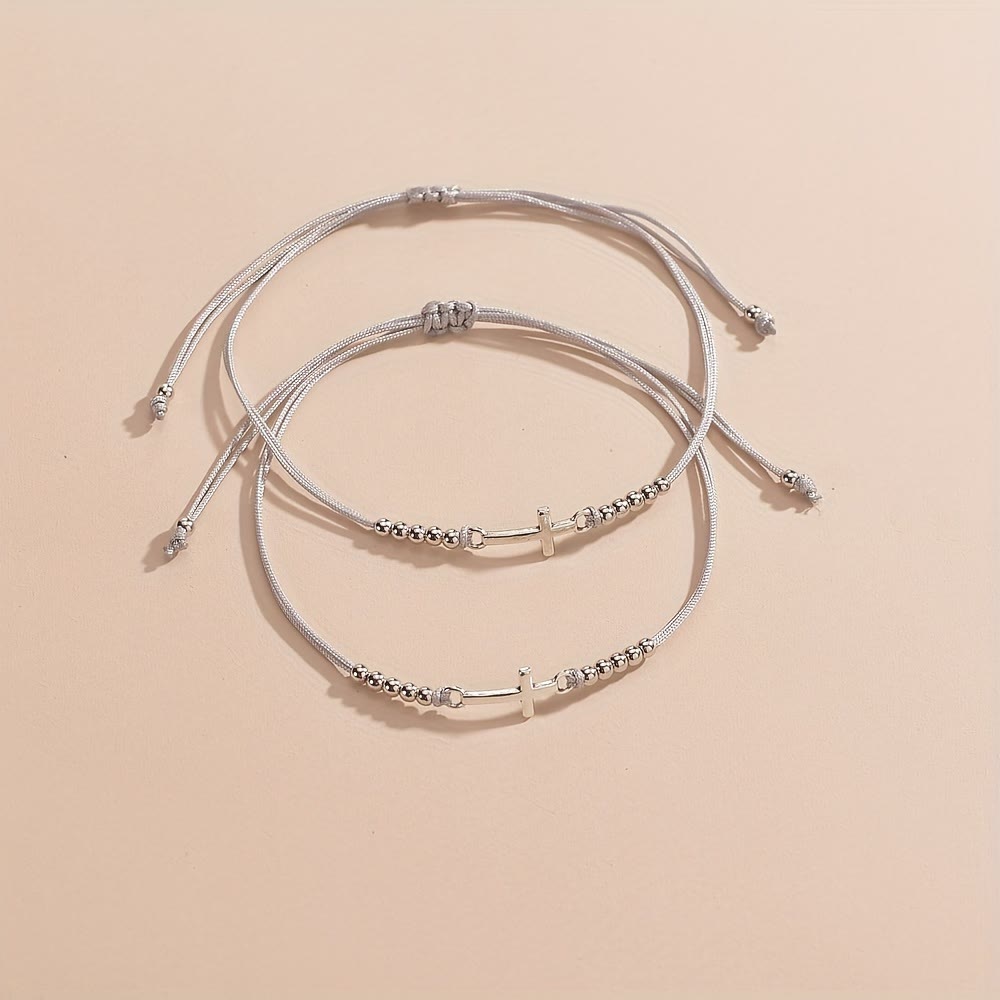 Faith & Love Woven Cross Bead Bracelet