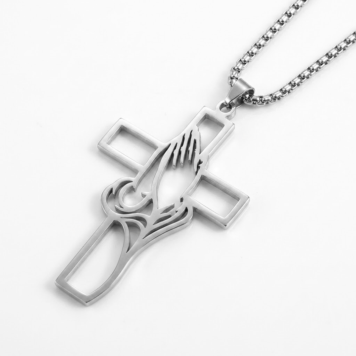 Praying Hands Cross Pendant