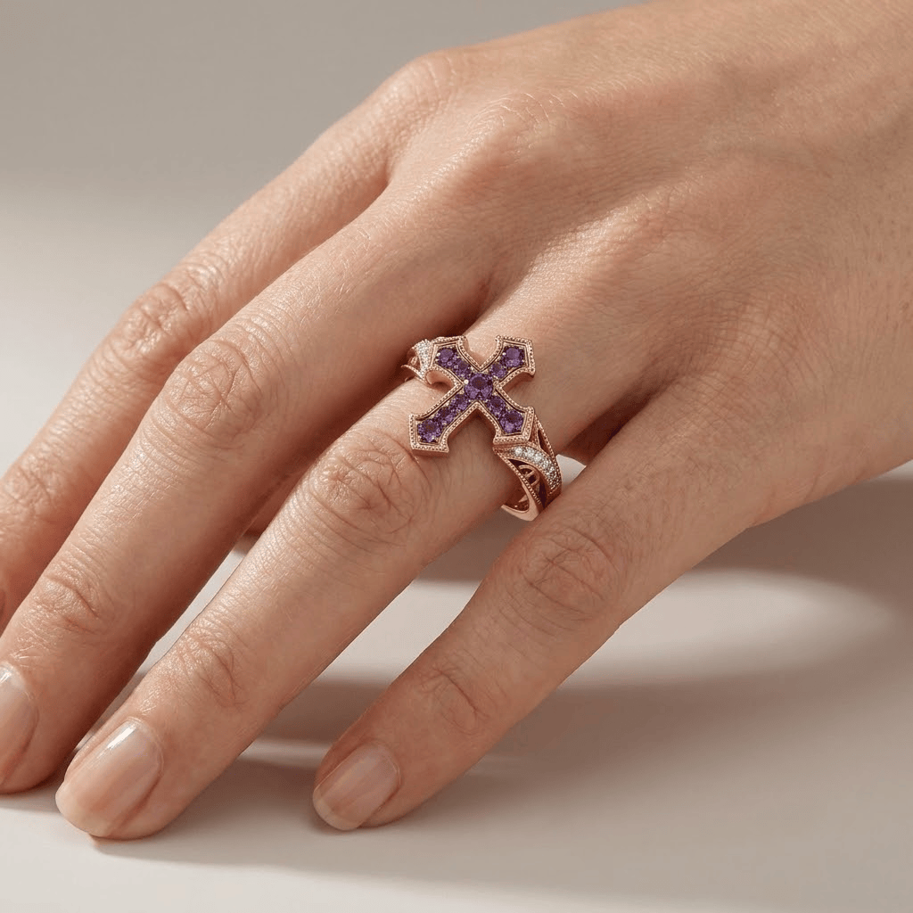 Graceful Purple Diamond Ring