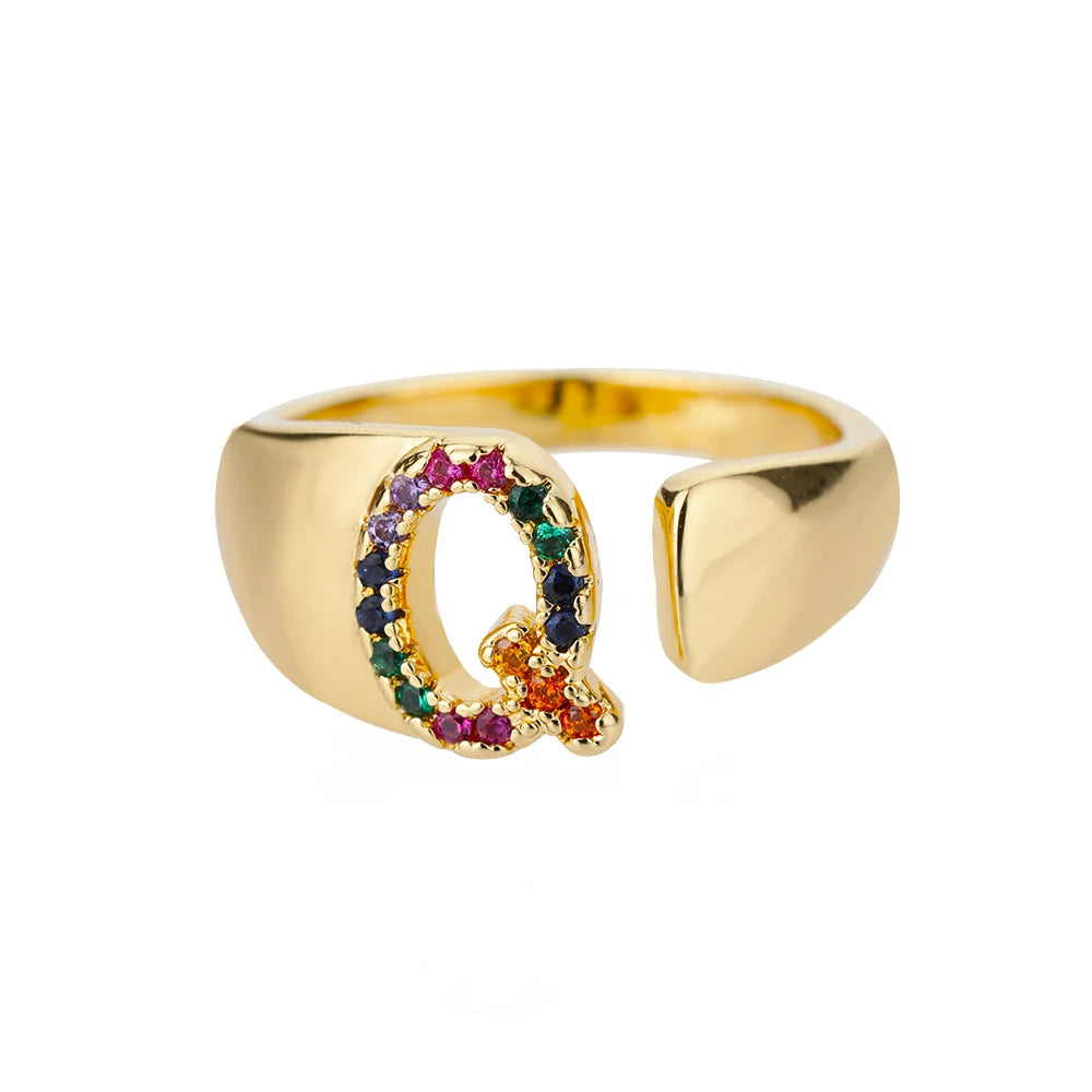 Adjustable Custom Letter Gold Ring