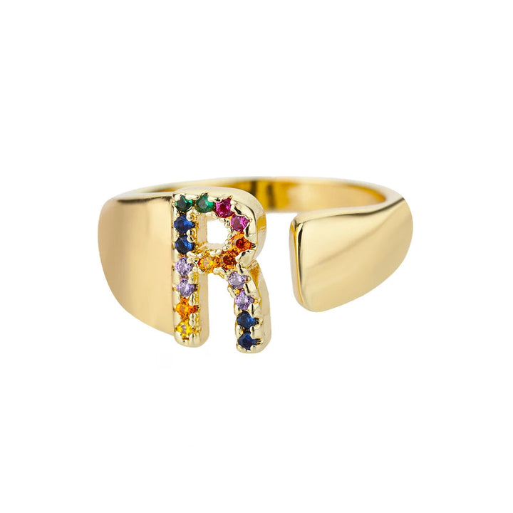Adjustable Custom Letter Gold Ring