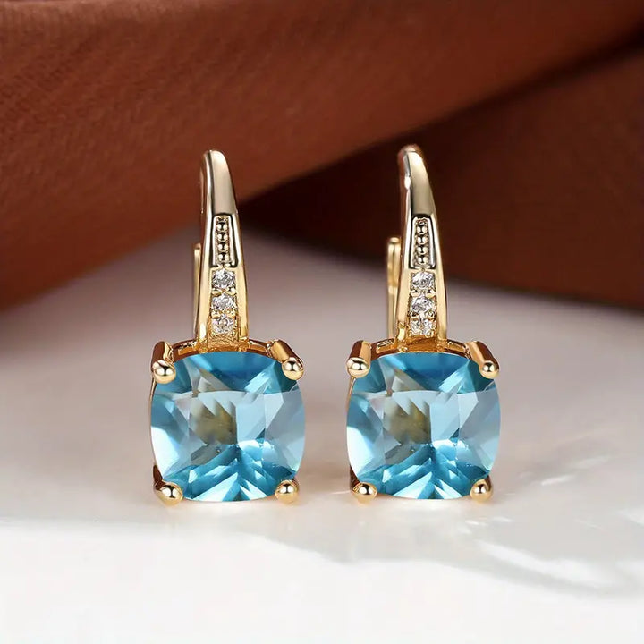 Enchanting Sapphire Gold Hoop Earrings