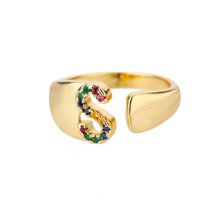 Adjustable Custom Letter Gold Ring