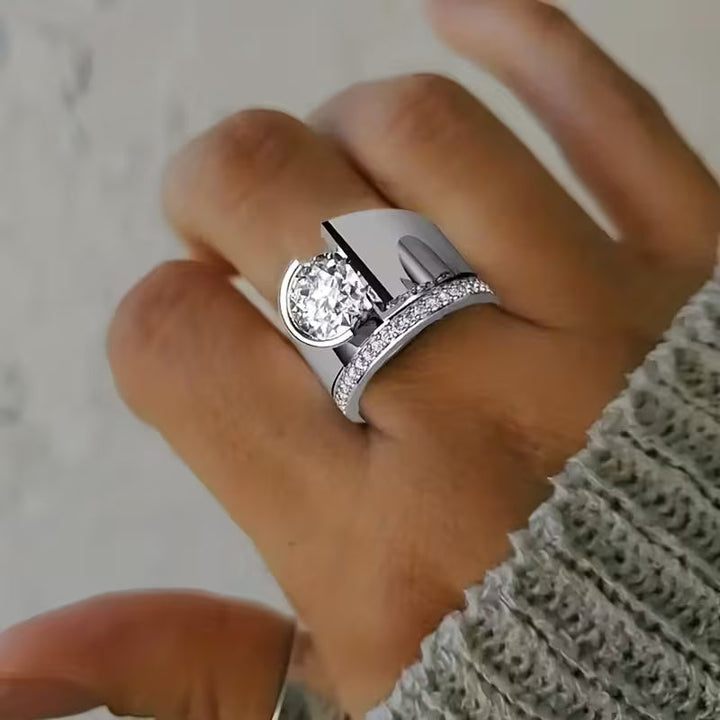 Stunning Peacock Tail Ring with Large Square Zirconia