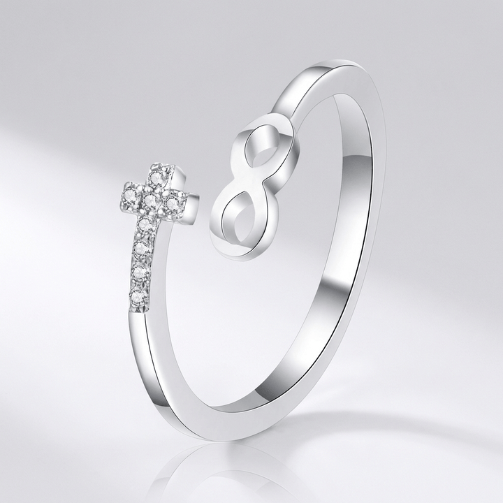 Adjustable Silver Faith & Infinity Ring
