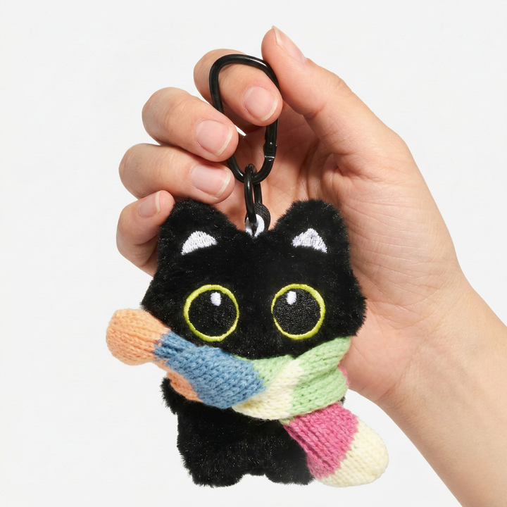 Charming Kitty Rainbow Scarf Keychain