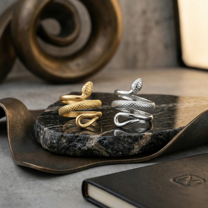 Intricately Designed Adjustable Snake Ring