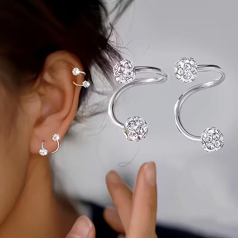 Elegant Lightweight Earring Set with Spiral Beads and Gemstones