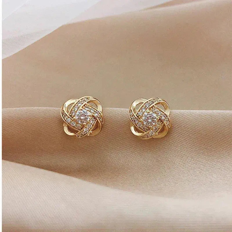 Spiral Floral Cross Earrings