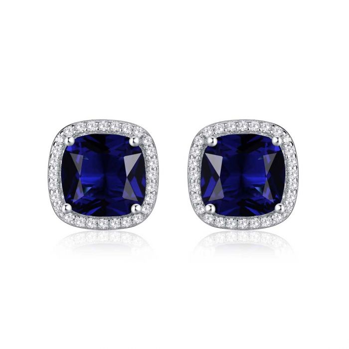 Square Sapphire Stud Earrings