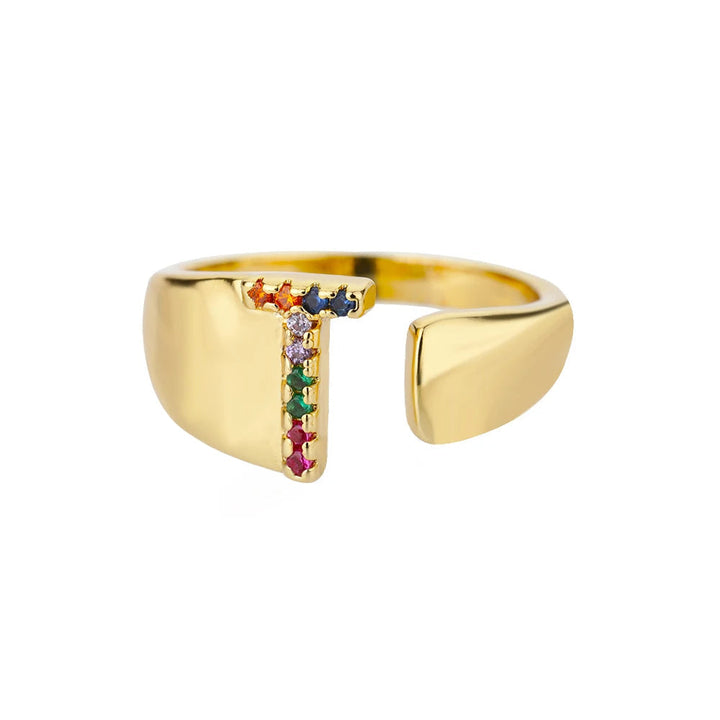 Adjustable Custom Letter Gold Ring