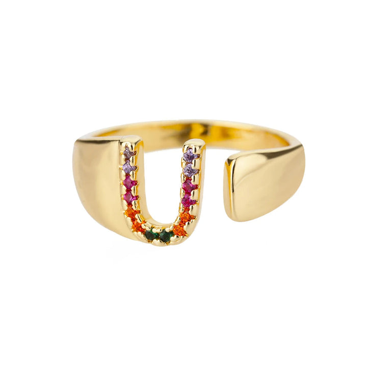 Adjustable Custom Letter Gold Ring