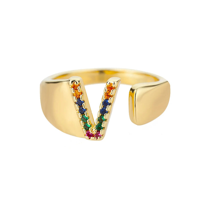 Adjustable Custom Letter Gold Ring