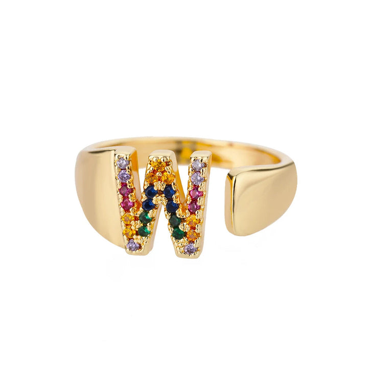 Adjustable Personalized Gold Letter Ring