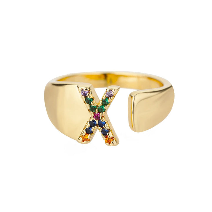 Adjustable Personalized Gold Letter Ring