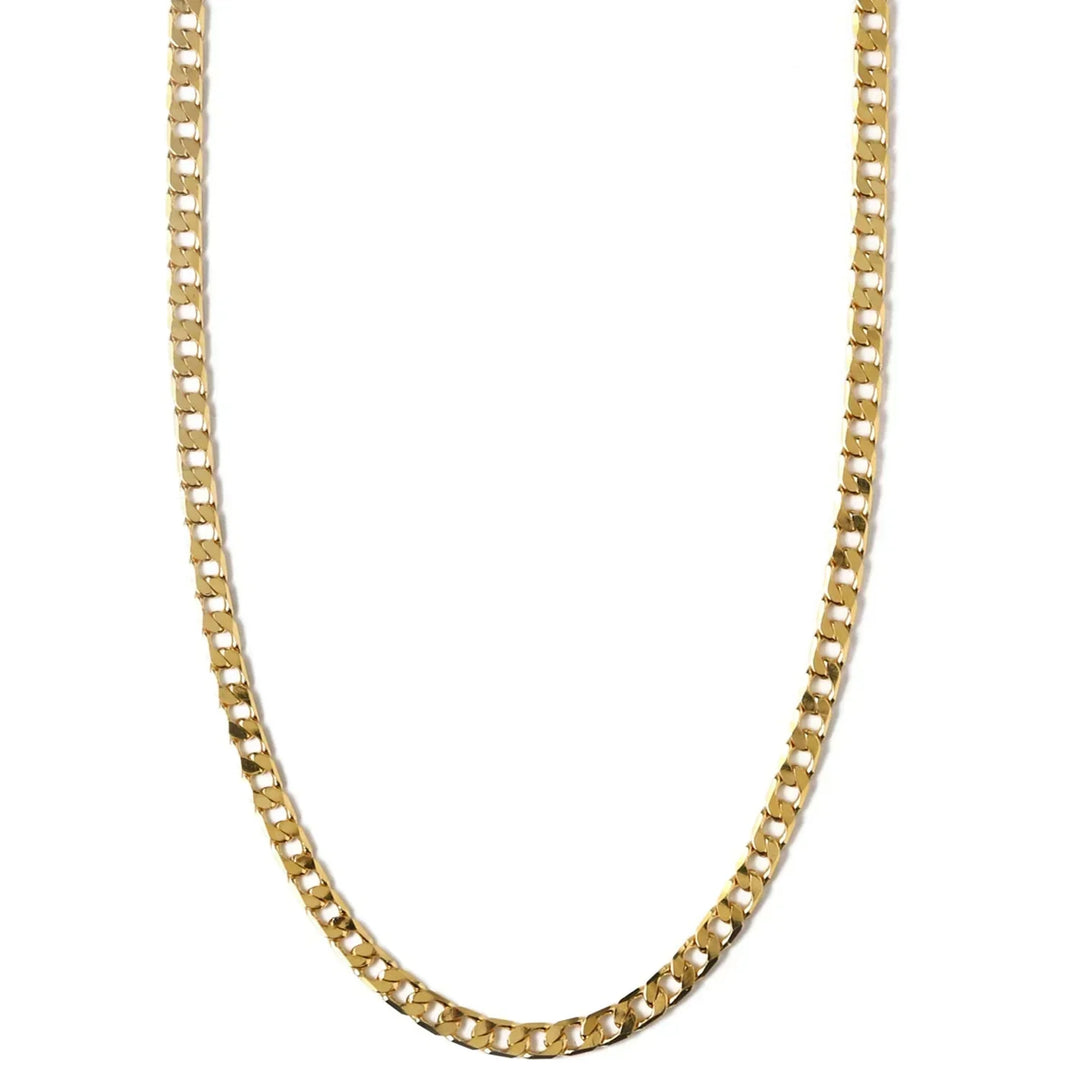 Gold Flat Curb Chain Necklace