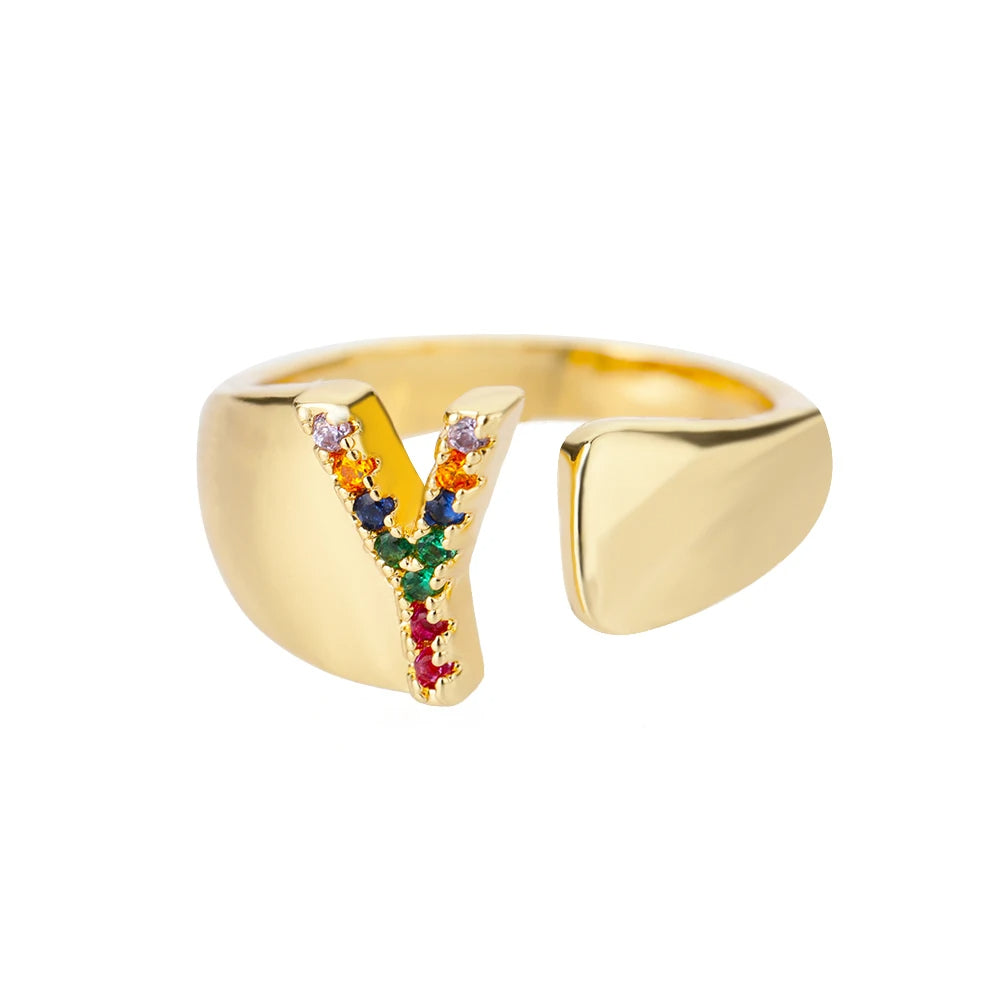 Adjustable Custom Letter Gold Ring
