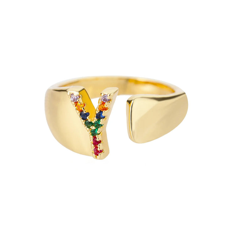 Adjustable Custom Letter Gold Ring
