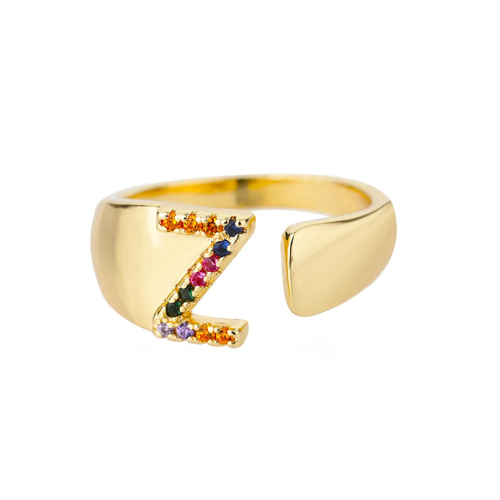 Adjustable Custom Letter Gold Ring