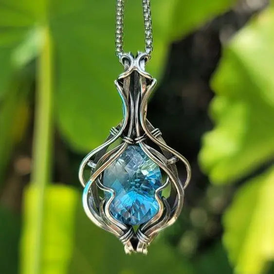 Vintage Silver Blue Collar Necklace