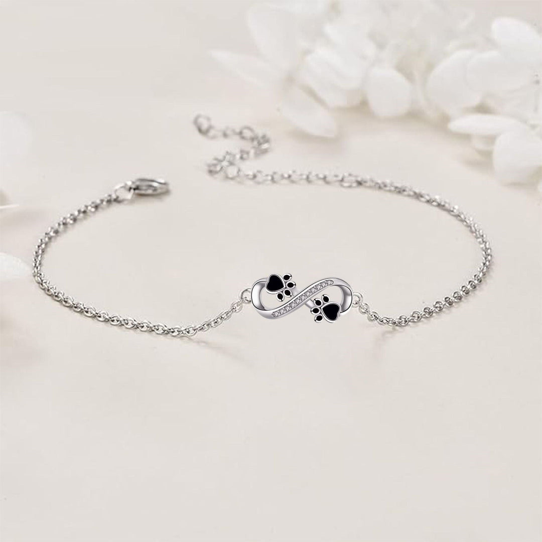 Infinity Paw Print Bracelet with Zirconia Accents