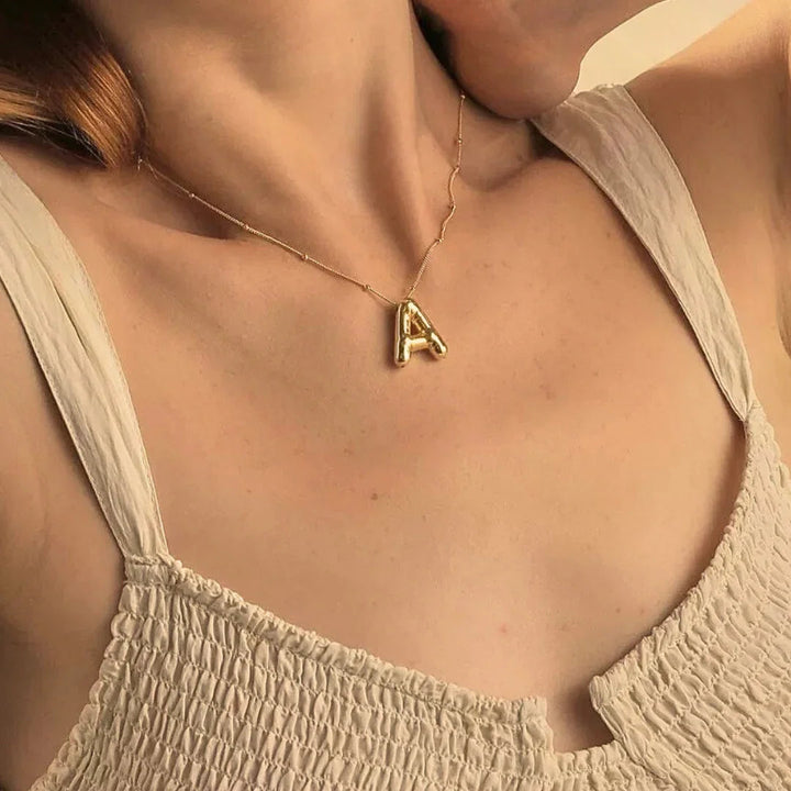Balloon Initial Gold Necklace