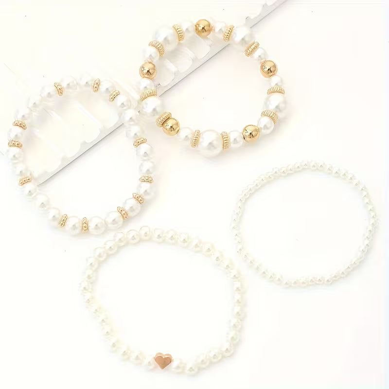 White Pearl Bracelet Set