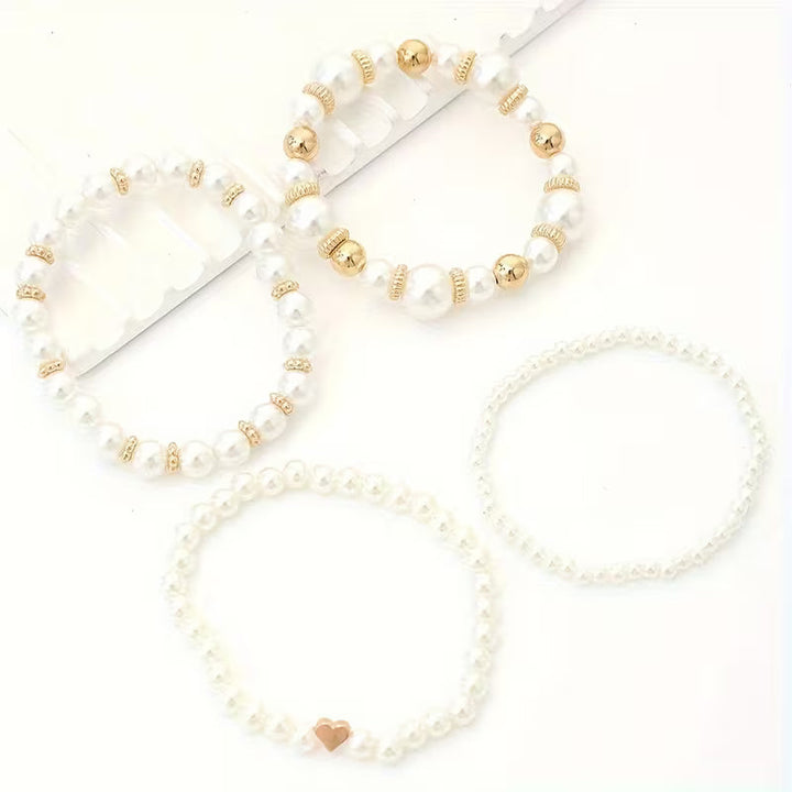 White Pearl Bracelet Set